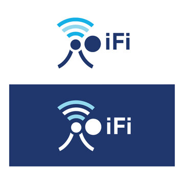 iFi Logo Symbol with Wireless Signal Network Icon Set