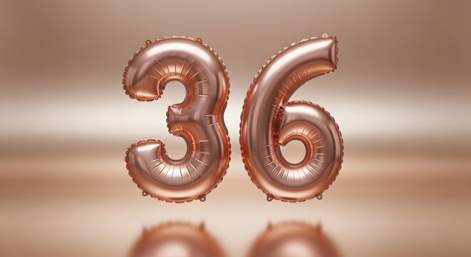 Rose gold 36th birthday decorations foil number balloons for cel