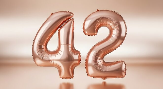 Rose gold 42nd birthday decorations foil number balloons for cel