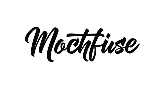 Modern calligraphy word 'Moc' or 'Moa' in a chic, black script on white background, perfect for design projects