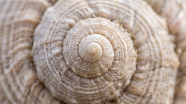 Macro photograph of seashell surface showing intricate spiral ridged texture
