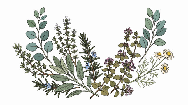 Illustrated Collection of Herbs and Wildflowers.