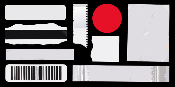 collection of white paper labels with barcode sticker on black background stickers barcodes transparent graphic design printing packaging retail inventory logistics product tags