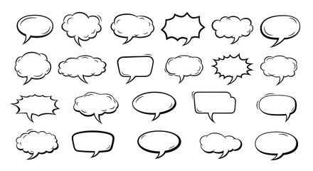 Fototapeta premium Collection of hand drawn speech bubbles and thought balloons in various shapes and styles