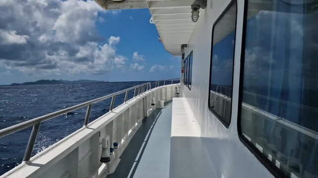 Ferry Boat Sailing in Caribbean Sea Between St. Maarten and St. Barthelemy Islands, Passenger POV