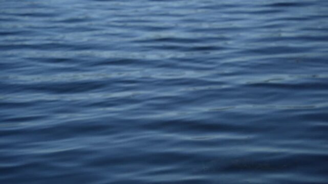 Close-up view of calm sea water with gentle ripples and deep blue tones. Minimal natural background featuring sea texture and movement. Nature and tranquility concept.