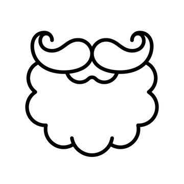 Santa Beard Christmas Outline Vector Icon