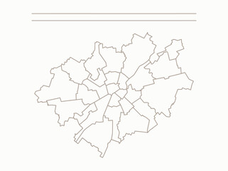 Fototapeta premium Minimalist Map Outline of Rome Districts for Urban Planning and Administrative Design