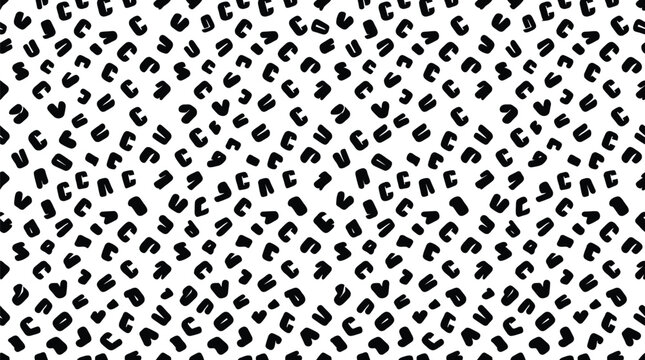 Seamless pattern with black letter C shapes scattered on a grey checkered background image.