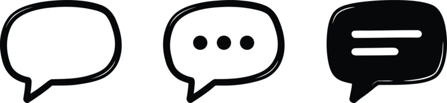 A collection of hand drawn speech bubble designs featuring a creative vector icon set for communication messaging and social media interface elements