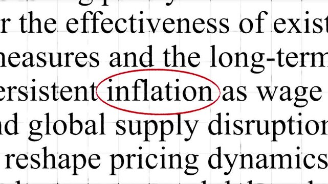 Inflation text animation for news and report with highlight in documentary articles style video
