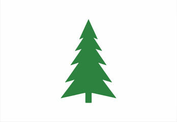 Fototapeta premium Minimalist Green Pine Tree Silhouette Graphic Illustration Isolated on White Background