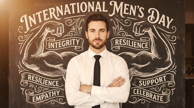 Inspirational Chalkboard Artwork Celebrating International Men's Day With Positive Attributes