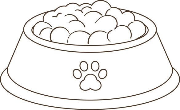 Illustration of Pet Food Bowl Outline