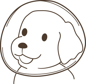 Cute Dog Wearing Vet Collar Outline