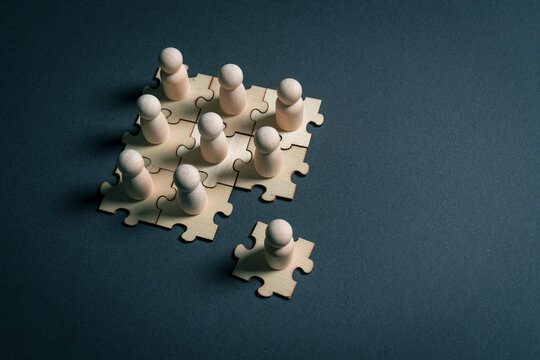 Missing puzzle piece completing team structure and solving collaboration challenge