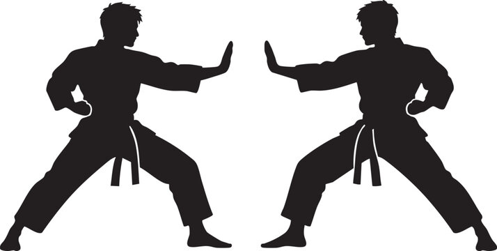 Karate Blocking Technique Silhouette Vector Martial Arts Training