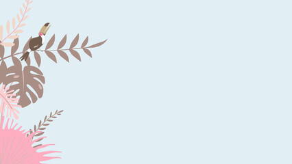 Pink tropical bird desktop wallpaper, blue design © Rawpixel.com
