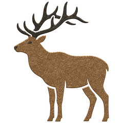Textured deer stag silhouette featuring large antlers for hunting, forest, and rustic design projects, majestic buck animal illustration graphic cutout isolated on transparent background PNG file set. © riponhossain