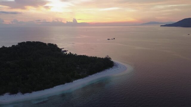 Aerial View of Tropical Island at Sunset