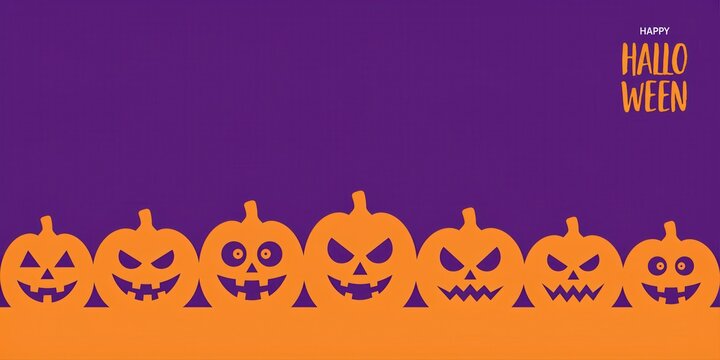 Halloween background with a row of orange jackolanterns
