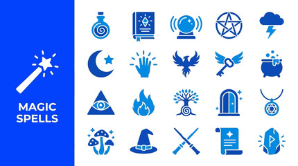 Mystical magic spells and witchcraft icon set for halloween © Choco