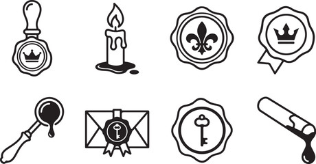 Black and white vintage magic and alchemy symbols set Vector © Nur