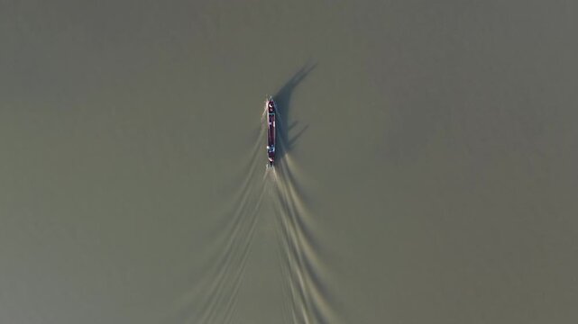 Aerial View of Boat on River