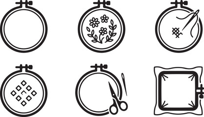 Embroidery hoop designs with floral and geometric patterns Vector © Nur