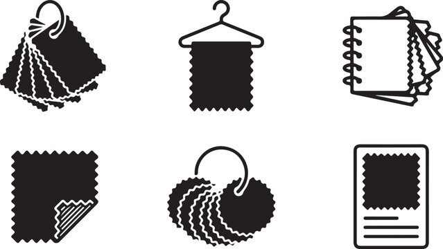 Six black fabric swatch display styles with scalloped edges Vector