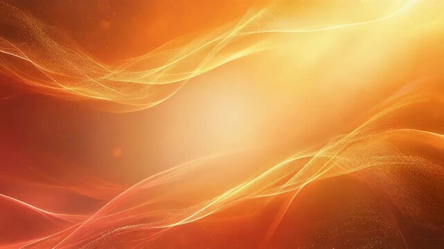 Abstract glowing orange and red flowing wave-like patterns with particle effects