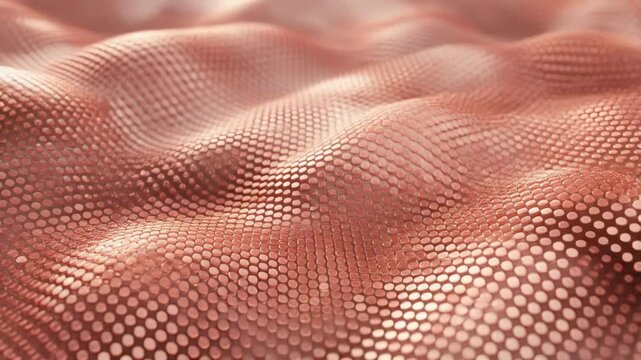 Abstract wavy surface covered with shiny, reflective circular dots
