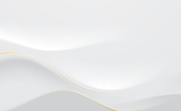 Luxury White Abstract Background with Elegant Gold Wave Lines