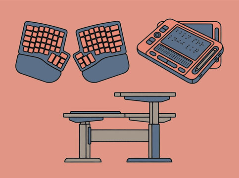 Minimalist Flat Accessibility Tech Assistive Equipment Graphic Icon Asset, "Created with AI assistance and manually refined."
