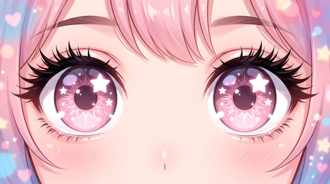 Close up Anime Eyes, pastel color, background, banner