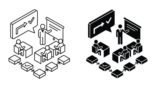Professional business presentation and corporate training isometric icon