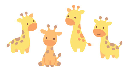 Fototapeta premium Cartoon giraffe character set. Giraffe characters in various poses for children's educational use