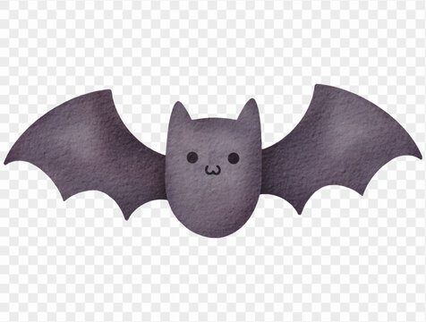 Watercolor cute flying bat Halloween illustration Vector.