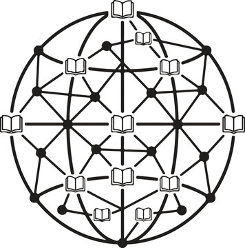 Global Education Network Line Art Globe Vector Illustration