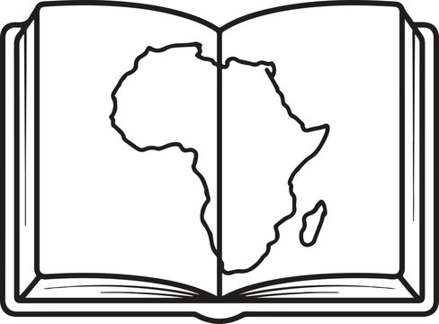 Hardcover Book Africa Map Line Art Vector Icon