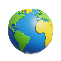 Fototapeta premium 3d globe model of earth map with continents on transparent background png.