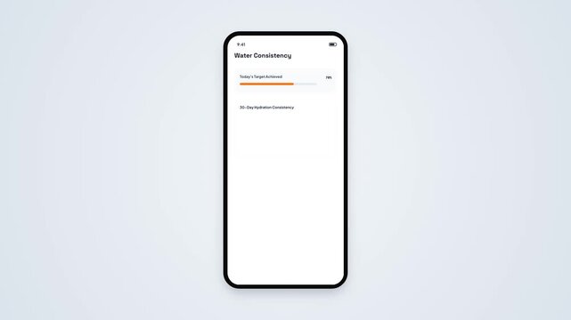 Water Hydration Consistency Tracker Mobile App Screen UI Animation Minimal Target Progress Bar