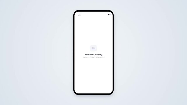 Your Inbox is Empty Message Alert on Smartphone Interface with Unread Mail Icon for Mobile App Zero Notification Clear State Presentation