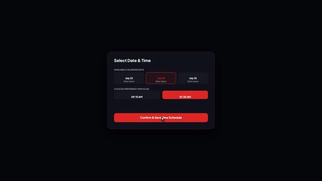 Medical Appointment Reschedule Session Expired Pop Up Notification UI Animation Dark Mode Motion Graphic