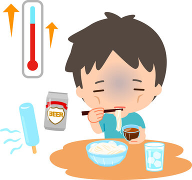 夏に冷たいものばかり食べる体調不良の若い男性