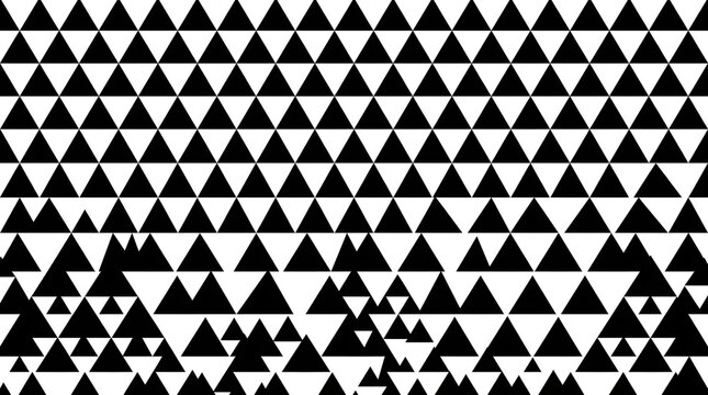Abstract geometric pattern featuring a black and white halftone triangle gradient. This modern digital background is ideal for professional.