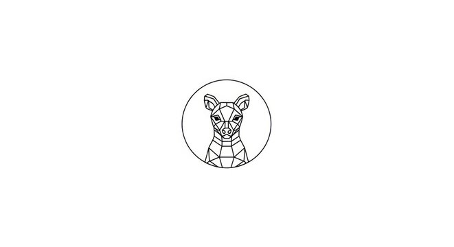 Kangaroo head in circle line art.