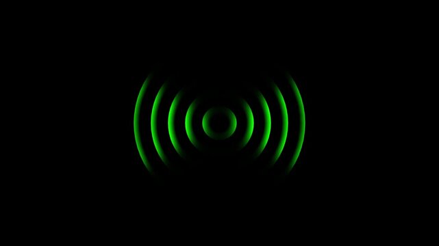 Radio wave looping animation concept on black background. radio wave looped motion animation.Technology Radio wave station signal.