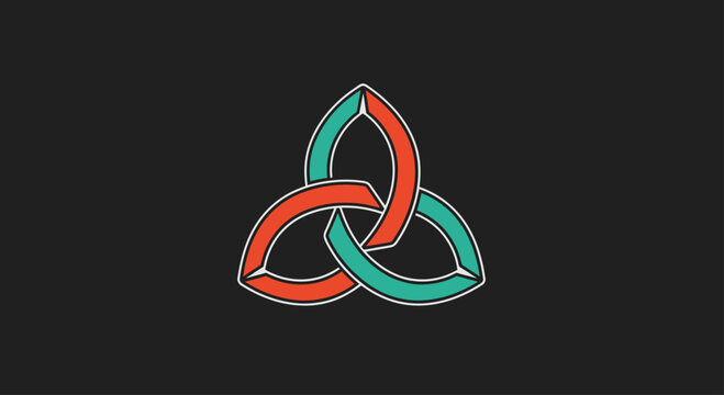Red and green interlocking triquetra celtic knot.
