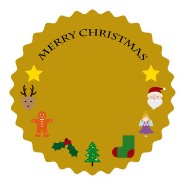 クリスマスモチーフのかわいい背景フレーム　（スカラップ背景）